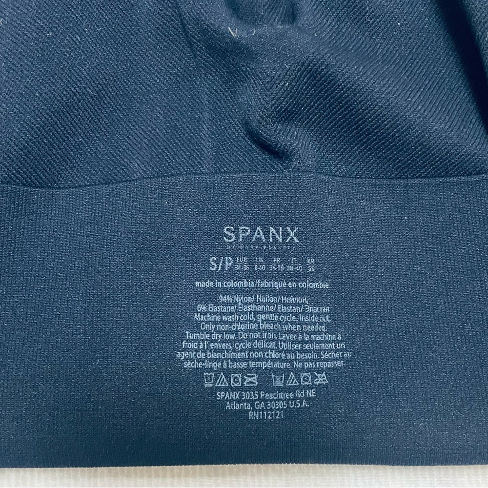 SPANX Navy Leggings with Gold Accent - Picture 2 of 2